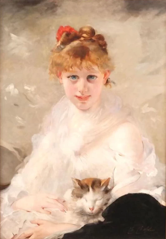 Charles Joshua Chaplin - Ragazza con gatto, o La favorita